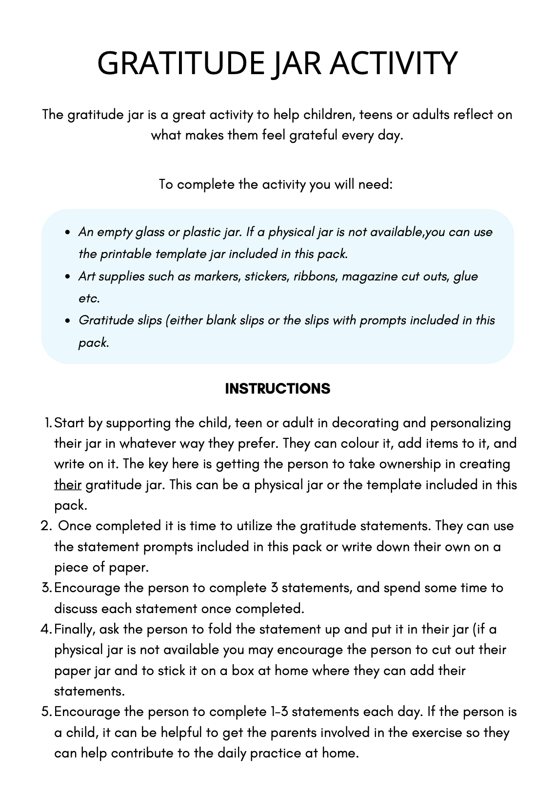 Art Therapy Worksheets: Gratitude Jar, Mask & Emotion Activities