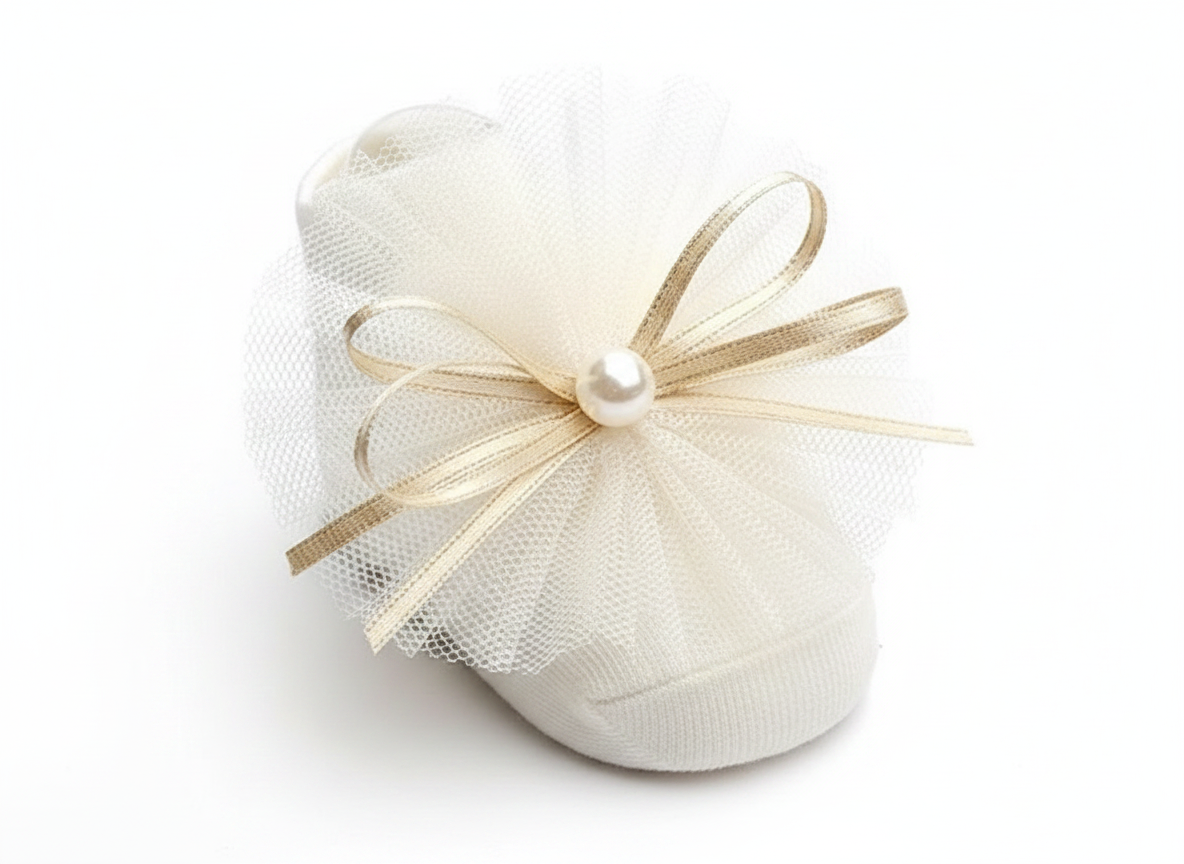 Baby Crown Headband & Socks Set (0–12 Months) – White