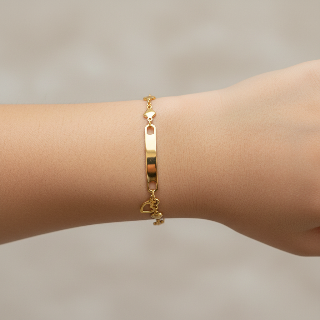 Baby 14.5cm Gold Heart Bracelet