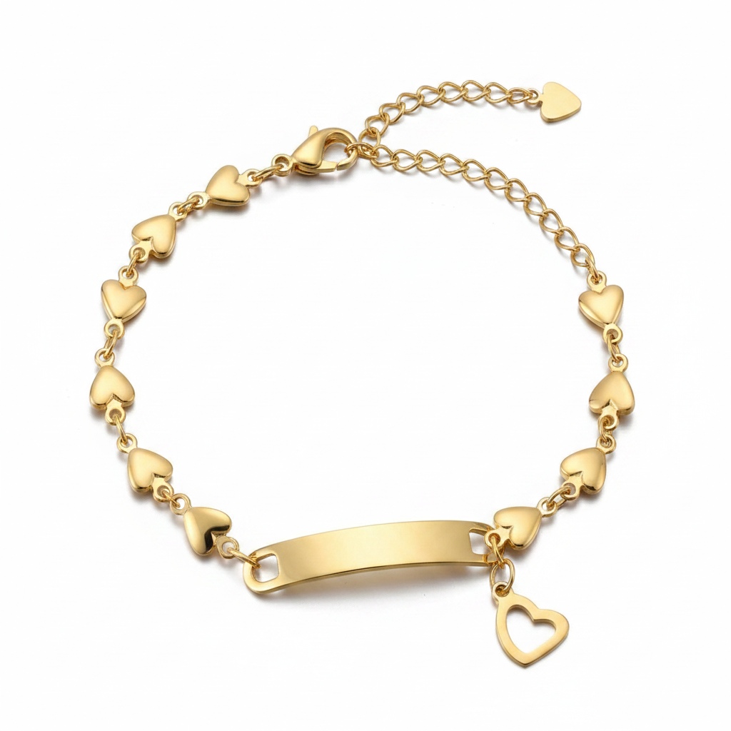 Baby 14.5cm Gold Heart Bracelet