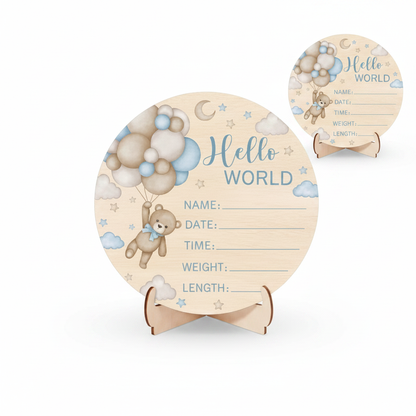 Newborn Announcement - Teddy Bear Blue