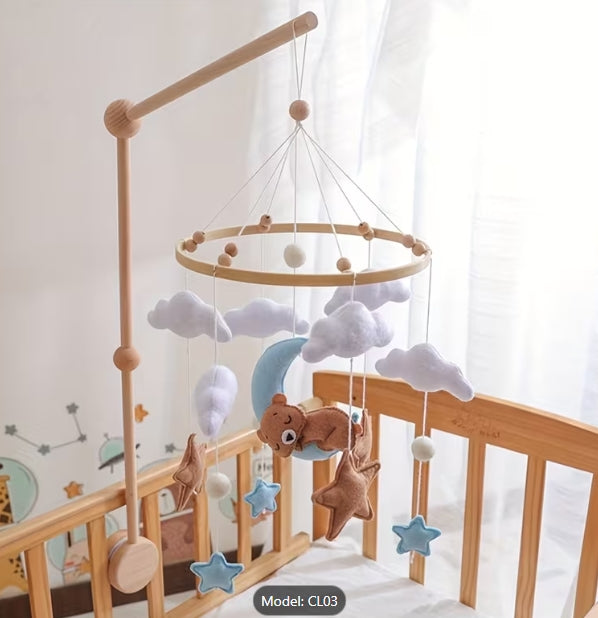 Teddy Bear Moon & Stars Nursery Mobile