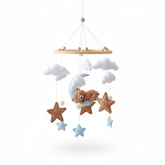 Teddy Bear Moon & Stars Nursery Mobile
