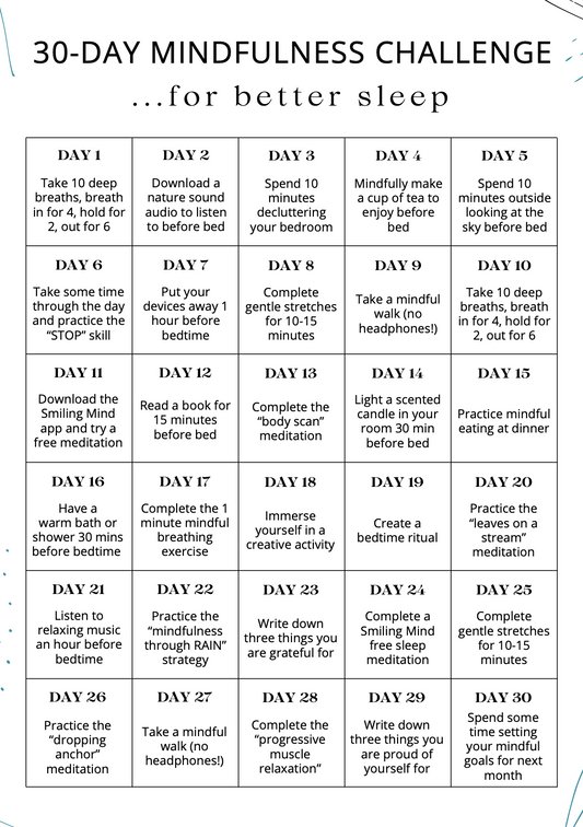 30 Day Mindfulness Challenge for Better Sleep