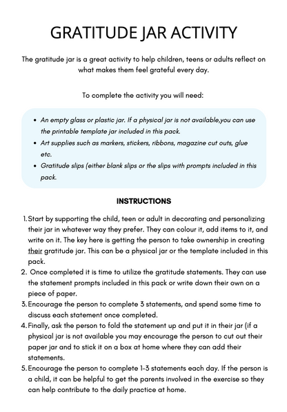 Art Therapy Worksheets: Gratitude Jar, Mask & Emotion Activities