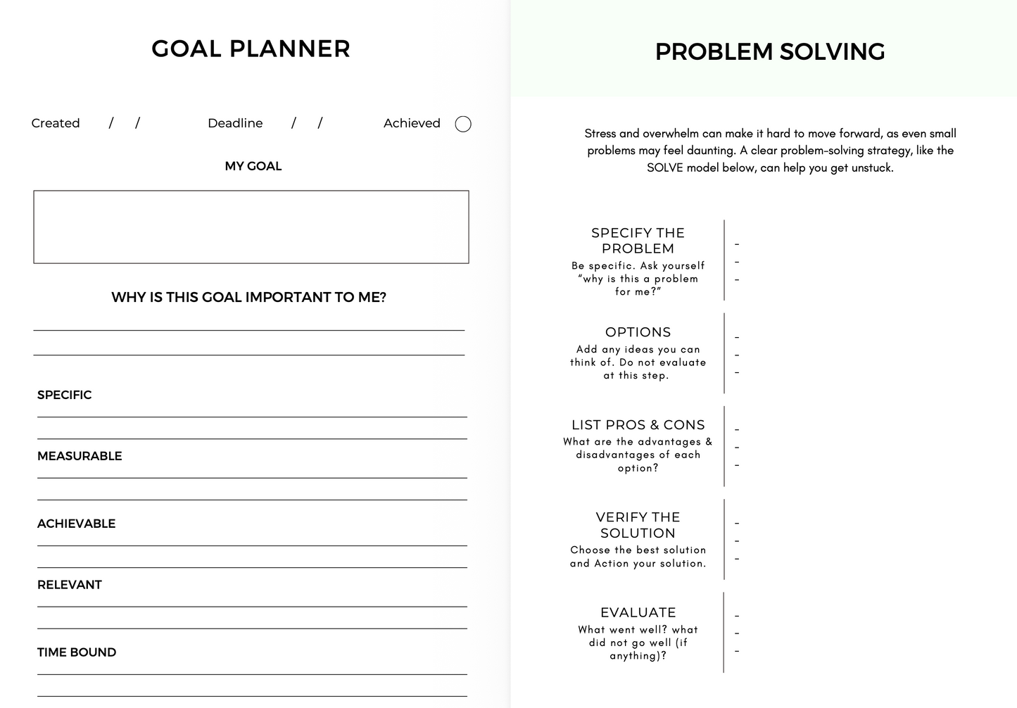 Goal Setting Worksheets