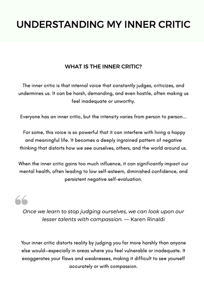 Inner Critic Therapy Sheets
