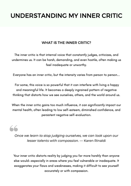 Inner Critic Therapy Sheets