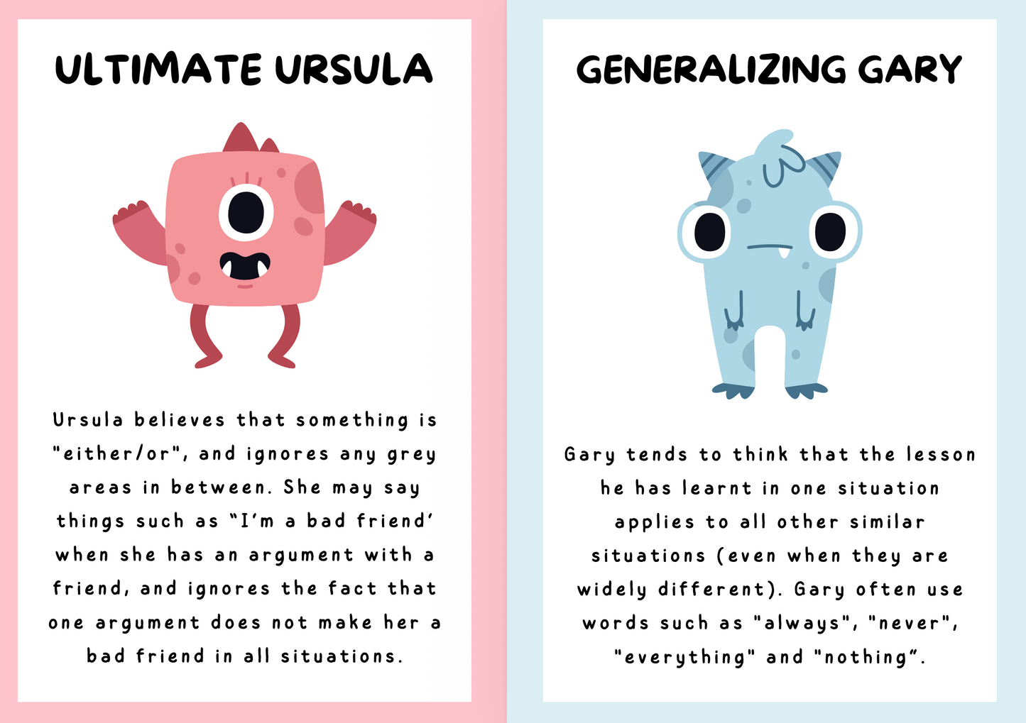 Cognitive Distortion &amp; Disputation Cards (Kids) — Digital Download (A4 Singles)