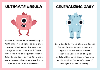Cognitive Distortion &amp; Disputation Cards (Kids) — Digital Download (A4 Singles)