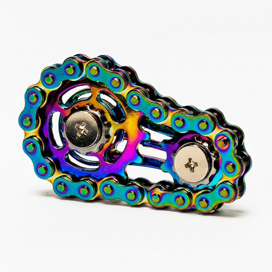 Rainbow Metal Bike Chain Fidget Spinner | Holographic Sensory Toy