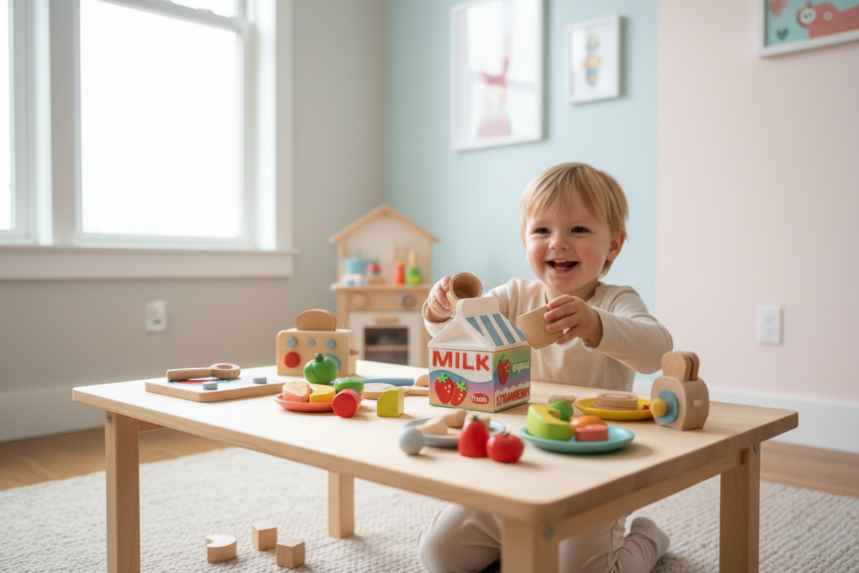 3D Printed Strawberry Milk Carton Toy — PLA Play Kitchen