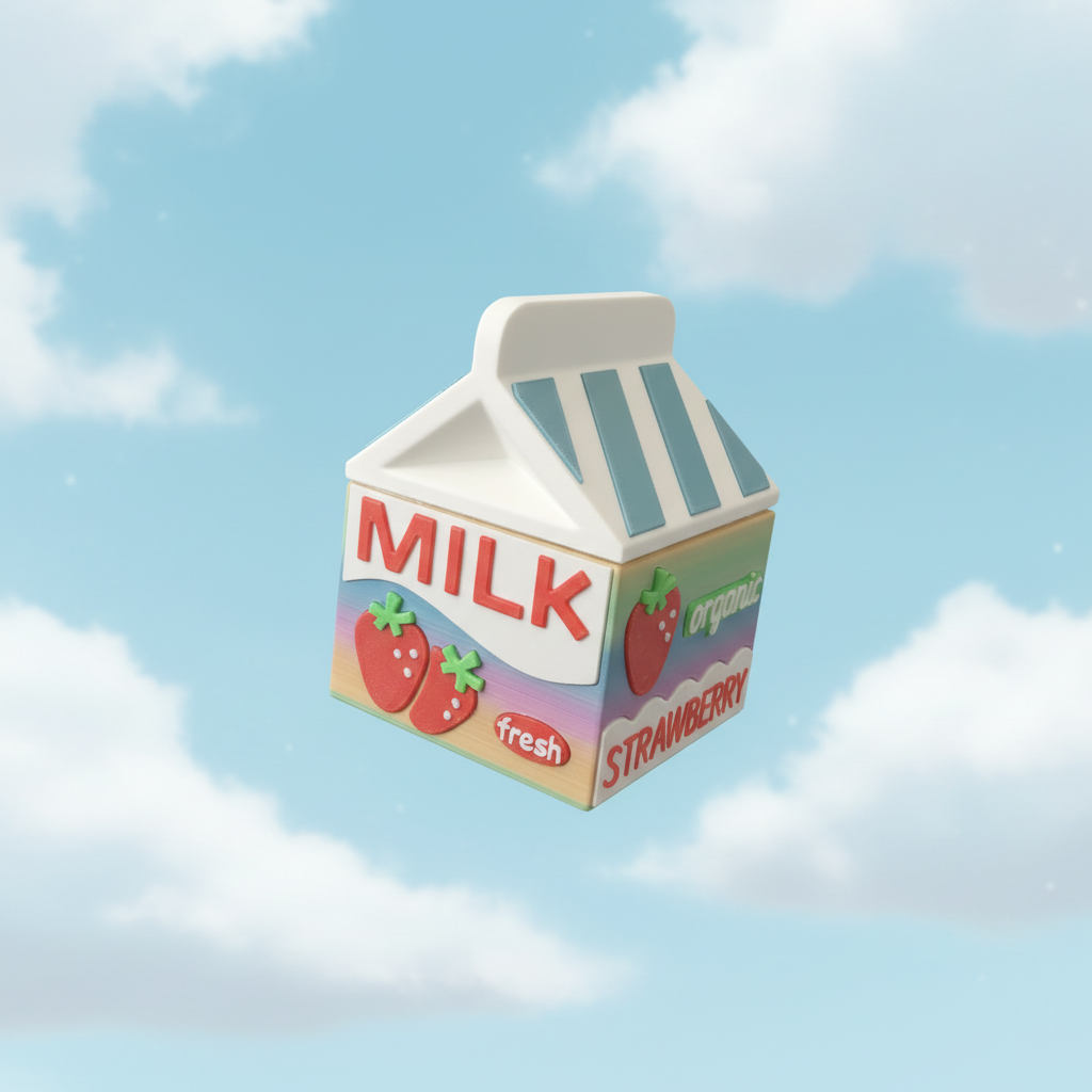 3D Printed Strawberry Milk Carton Toy — PLA Play Kitchen